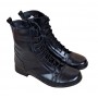 Ghete dama casual, din piele naturala, fermoar, imblanite, Negru ROV217N